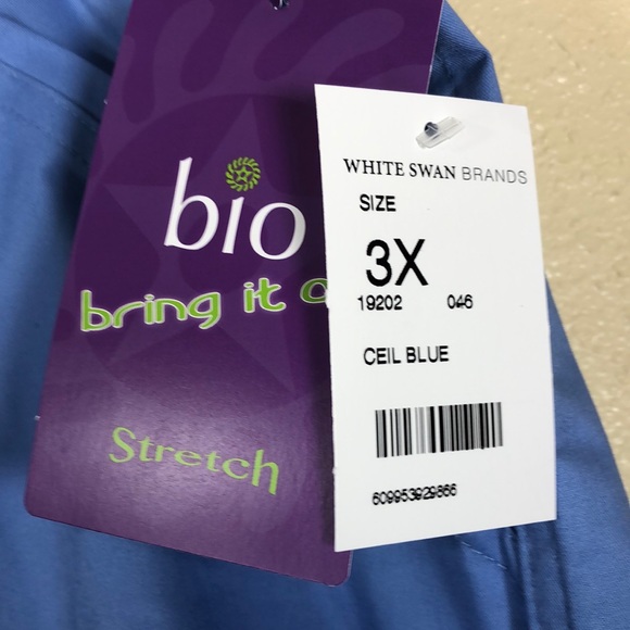 White Swan Nurse Scrub Pants Blue NWT 3X Elastic Waist Pull Up with Pockets - Picture 5 of 10